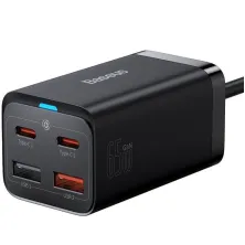 Мережевий зарядний пристрій Baseus GaN3 Pro Desktop Fast Charger QC4.0+PD3.0 65W 2USB+2Type-C 3A + кабель Baseus Type-C to Type-C 100W 20V/5A 1м Чорний