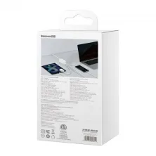 Мережевий зарядний пристрій Baseus GaN3 Pro Desktop Fast Charger QC4.0+PD3.0 65W 2USB+2Type-C 3A + кабель Baseus Type-C to Type-C 100W 20V/5A 1м Білий