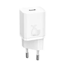Мережевий зарядний пристрій Baseus Super Si Quick Charger 1C QC3.0+PD3.0 25W Type-C 3A + кабель Baseus Type-C to Type-C 3A 1м Білий