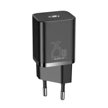 Сетевое зарядное устройство Baseus Super Si Quick Charger 1C QC3.0+PD3.0 25W Type-C 3A + кабель Baseus Type-C to Type-C 3A 1м Черный