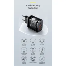 Сетевое зарядное устройство Baseus Compact Quick Charger QC3.0+PD3.0 30W 2USB+Type-C 3A Черный