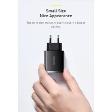Сетевое зарядное устройство Baseus Compact Quick Charger QC3.0+PD3.0 30W 2USB+Type-C 3A Черный
