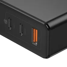 Мережевий зарядний пристрій Baseus GaN Mini Quick Charger QC4.0+PD3.0 120W USB+2Type-C 5A + кабель Baseus Type-C to Type-C 100W 20V/5A 1м Чорний