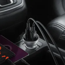 Автомобільний зарядний пристрій Baseus Digital Display Dual SCP QC 3.0 45W 2USB 5A Сріблястий