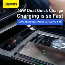 Автомобільний зарядний пристрій Baseus Digital Display Dual SCP QC 3.0 45W 2USB 5A Сріблястий