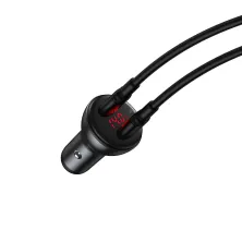 Автомобильное зарядное устройство Baseus Digital Display Dual SCP QC 3.0 45W 2USB 5A Черный