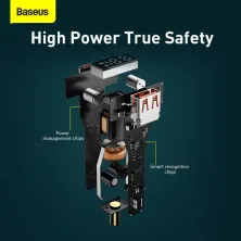 Автомобильное зарядное устройство Baseus Superme Digital Display QC 4.0+PD3.0 PPS 100W USB + Type-C 5A Черный