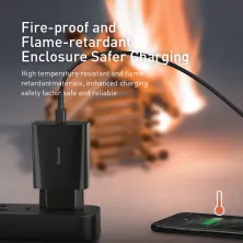 Мережевий зарядний пристрій Baseus Quick Charger Mini PD3.0 18W Type-C 3A + Кабель 18W Type-C to Lightning 1м Чорний