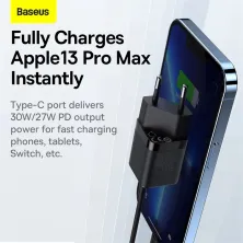 Мережевий зарядний пристрій Baseus GaN3 Fast Charger 1C PD3.0 30W Type-C 3A Чорний