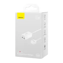 Мережевий зарядний пристрій Baseus GaN3 Pro Desktop Fast Charger CN QC4.0+PD3.0 65W 2USB+2Type-C 3A + кабель Baseus Type-C to Type-C 100W 20V/5A 1м Білий