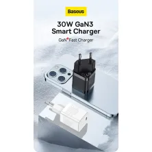 Мережевий зарядний пристрій Baseus GaN3 Fast Charger 1C PD3.0 30W Type-C 3A Білий