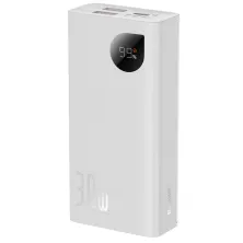 УМБ Baseus Adaman2 Digital Display 10000mAh 30W 5A з технологією QC3.0+PD3.0 2USB+Type-C + Кабель USB to Type-C Білий