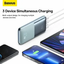 УМБ Baseus Bipow Pro Digital Display 10000mAh 22.5W 5A з технологією QC3.0+PD3.0 2USB+Type-C + Кабель USB to Type-C Блакитний