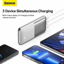 УМБ Baseus Bipow Pro Digital Display 10000mAh 22.5W 5A з технологією QC3.0+PD3.0 2USB+Type-C + Кабель USB to Type-C Білий