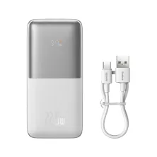 УМБ Baseus Bipow Pro Digital Display 10000mAh 22.5W 5A з технологією QC3.0+PD3.0 2USB+Type-C + Кабель USB to Type-C Білий