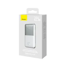 УМБ Baseus Bipow Pro Digital Display 10000mAh 22.5W 5A з технологією QC3.0+PD3.0 2USB+Type-C + Кабель USB to Type-C Білий