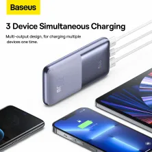УМБ Baseus Bipow Pro Digital Display 10000mAh 22.5W 5A з технологією QC3.0+PD3.0 2USB+Type-C + Кабель USB to Type-C Фіолетовий