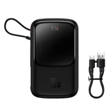 УМБ Baseus Q Pow Pro 10000mAh 20W 5A з технологією QC3.0+PD3.0 та iP кабелем 20W Чорний