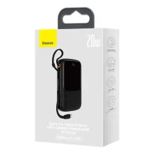 УМБ Baseus Q Pow Pro 10000mAh 20W 5A з технологією QC3.0+PD3.0 та iP кабелем 20W Чорний