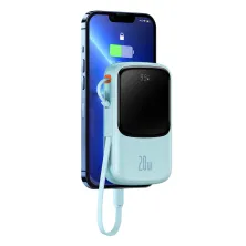 УМБ Baseus Q Pow Pro 10000mAh 20W 5A з технологією QC3.0+PD3.0 та iP кабелем 20W Блакитний