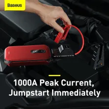 Пускозарядное устройство Бустер Baseus Car Jamp Starter Super Energy Pro 3in1 12V 12000mAh с функцией Павербанка 5V/3A и LED фонарика Красный