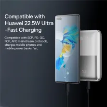 УМБ Baseus Bipow Pro Digital Display 20000mAh 22.5W 5A з технологією QC3.0+PD3.0 2USB+Type-C + Кабель USB to Type-C Білий