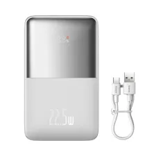 УМБ Baseus Bipow Pro Digital Display 20000mAh 22.5W 5A з технологією QC3.0+PD3.0 2USB+Type-C + Кабель USB to Type-C Білий