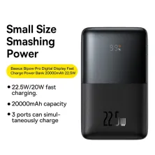 УМБ Baseus Bipow Pro Digital Display 20000mAh 22.5W 5A з технологією QC3.0+PD3.0 2USB+Type-C + Кабель USB to Type-C Чорний