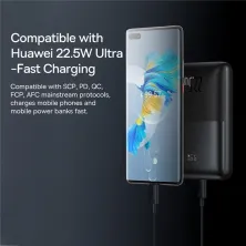 УМБ Baseus Bipow Pro Digital Display 20000mAh 22.5W 5A з технологією QC3.0+PD3.0 2USB+Type-C + Кабель USB to Type-C Чорний