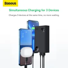 УМБ Baseus Adaman2 Digital Display 20000mAh 30W 5A с технологией QC3.0+PD3.0 VOOC 2USB+Type-C + Кабель USB to Type-C Черный