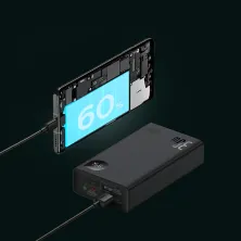 УМБ Baseus Adaman2 Digital Display 20000mAh 30W 5A с технологией QC3.0+PD3.0 VOOC 2USB+Type-C + Кабель USB to Type-C Черный