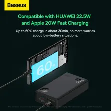 УМБ Baseus Adaman2 Digital Display 20000mAh 30W 5A с технологией QC3.0+PD3.0 VOOC 2USB+Type-C + Кабель USB to Type-C Черный