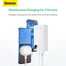 УМБ Baseus Adaman2 Digital Display 20000mAh 30W 5A з технологією QC3.0+PD3.0 VOOC 2USB+Type-C + Кабель USB to Type-C Білий