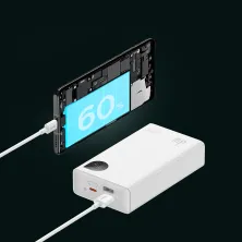 УМБ Baseus Adaman2 Digital Display 20000mAh 30W 5A з технологією QC3.0+PD3.0 VOOC 2USB+Type-C + Кабель USB to Type-C Білий