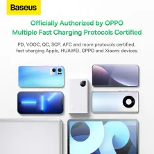 УМБ Baseus Adaman2 Digital Display 20000mAh 30W 5A з технологією QC3.0+PD3.0 VOOC 2USB+Type-C + Кабель USB to Type-C Білий
