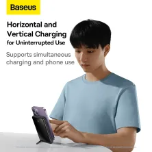 УМБ Baseus Magnetic Bracket 3in1 10000mAh 20W 3A QC3.0+PD3.0 с Беспроводной зарядкой Qi 15W Синий