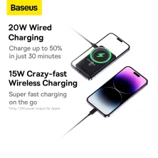 УМБ Baseus Magnetic Bracket 3in1 10000mAh 20W 3A QC3.0+PD3.0 с Беспроводной зарядкой Qi 15W Синий