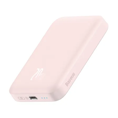 УМБ Baseus Magnetic Wireless 2in1 6000mAh 20W 2.4A QC3.0+PD3.0 с Беспроводной зарядкой Qi 15W Розовый
