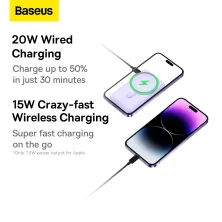 УМБ Baseus Magnetic Bracket 3in1 10000mAh 20W 3A QC3.0+PD3.0 с Беспроводной зарядкой Qi 15W Фиолетовый