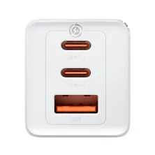 Мережевий зарядний пристрій Baseus GaN5 Pro Fast Charger QC4.0+PD3.0 65W USB+2Type-C 3A + кабель Baseus Type-C to Type-C 100W 20V/5A 1м Білий