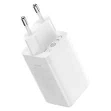 Мережевий зарядний пристрій Baseus GaN5 Pro Fast Charger QC4.0+PD3.0 65W USB+2Type-C 3A + кабель Baseus Type-C to Type-C 100W 20V/5A 1м Білий