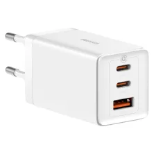 Мережевий зарядний пристрій Baseus GaN5 Pro Fast Charger QC4.0+PD3.0 65W USB+2Type-C 3A + кабель Baseus Type-C to Type-C 100W 20V/5A 1м Білий