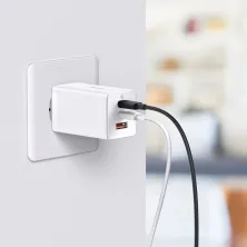 Мережевий зарядний пристрій Baseus GaN5 Pro Fast Charger QC4.0+PD3.0 65W USB+2Type-C 3A + кабель Baseus Type-C to Type-C 100W 20V/5A 1м Білий
