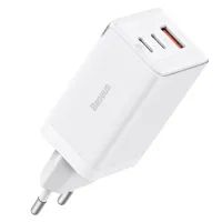 Мережевий зарядний пристрій Baseus GaN5 Pro Fast Charger QC4.0+PD3.0 65W USB+2Type-C 3A + кабель Baseus Type-C to Type-C 100W 20V/5A 1м Білий