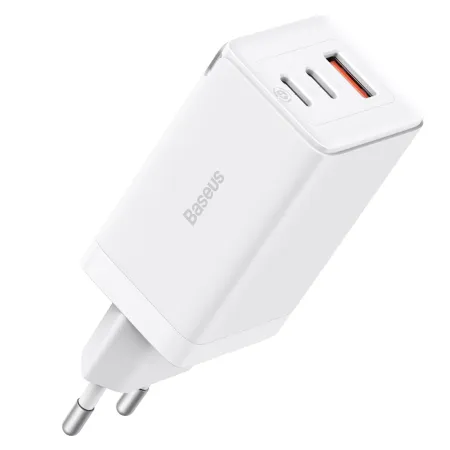 Мережевий зарядний пристрій Baseus GaN5 Pro Fast Charger QC4.0+PD3.0 65W USB+2Type-C 3A + кабель Baseus Type-C to Type-C 100W 20V/5A 1м Білий