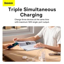 Мережевий зарядний пристрій Baseus Compact Charger 3USB 3.4A 17W Білий