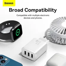 Мережевий зарядний пристрій Baseus Compact Charger 3USB 3.4A 17W Білий