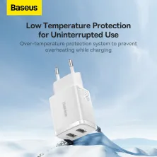 Сетевое зарядное устройство Baseus Compact Charger 2USB 2.1A 10.5W Белый