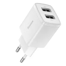 Мережевий зарядний пристрій Baseus Compact Charger 2USB 2.1A 10.5W Білий