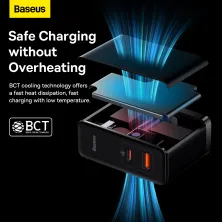 Мережевий зарядний пристрій Baseus GaN5 Pro Fast Charger QC4.0+PD3.0 100W USB+Type-C 5A + кабель Baseus Type-C to Type-C 100W 20V/5A 1м Чорний